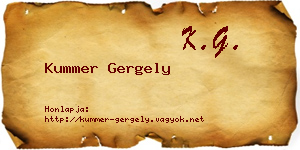 Kummer Gergely névjegykártya